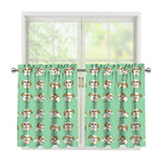 Cartoon Shih Tzu Pattern Print Tier Curtains