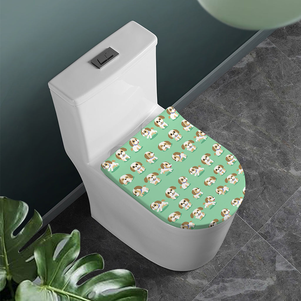 Cartoon Shih Tzu Pattern Print Toilet Lid Cover