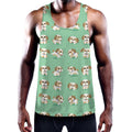 Cartoon Shih Tzu Pattern Print Men's Workout Tank Top