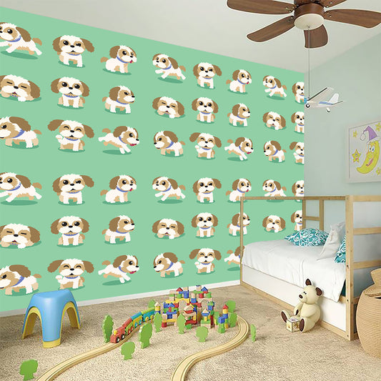 Cartoon Shih Tzu Pattern Print Wall Sticker
