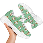 Cartoon Shih Tzu Pattern Print White Chunky Shoes