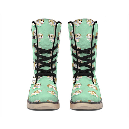Cartoon Shih Tzu Pattern Print Winter Boots