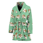 Cartoon Shih Tzu Pattern Print Women's Bathrobe