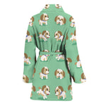 Cartoon Shih Tzu Pattern Print Women's Bathrobe