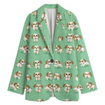 Cartoon Shih Tzu Pattern Print Women's Blazer
