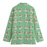 Cartoon Shih Tzu Pattern Print Women's Blazer