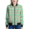 Cartoon Shih Tzu Pattern Print Women's Bomber Jacket