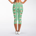 Cartoon Shih Tzu Pattern Print Women's Capri Leggings