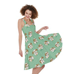 Cartoon Shih Tzu Pattern Print Women's Sleeveless Dress