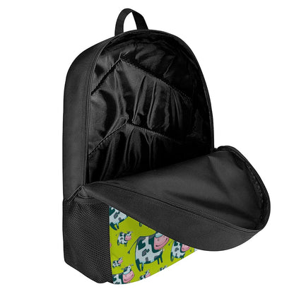Cartoon Smiley Cow Pattern Print 17 Inch Backpack