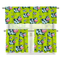 Cartoon Smiley Cow Pattern Print 3 Piece Kitchen Curtains