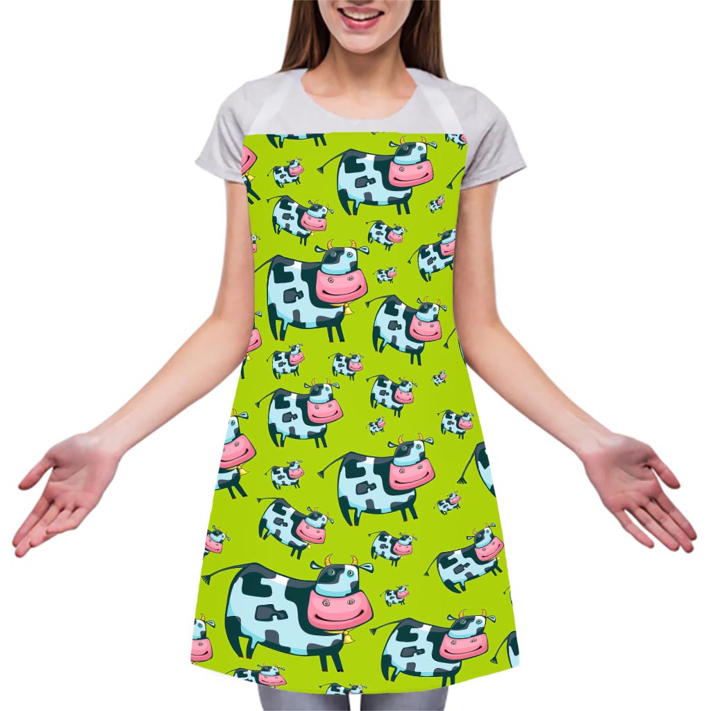 Cartoon Smiley Cow Pattern Print Adjustable Apron