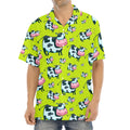 Cartoon Smiley Cow Pattern Print Aloha Shirt