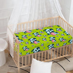 Cartoon Smiley Cow Pattern Print Baby Crib Sheet