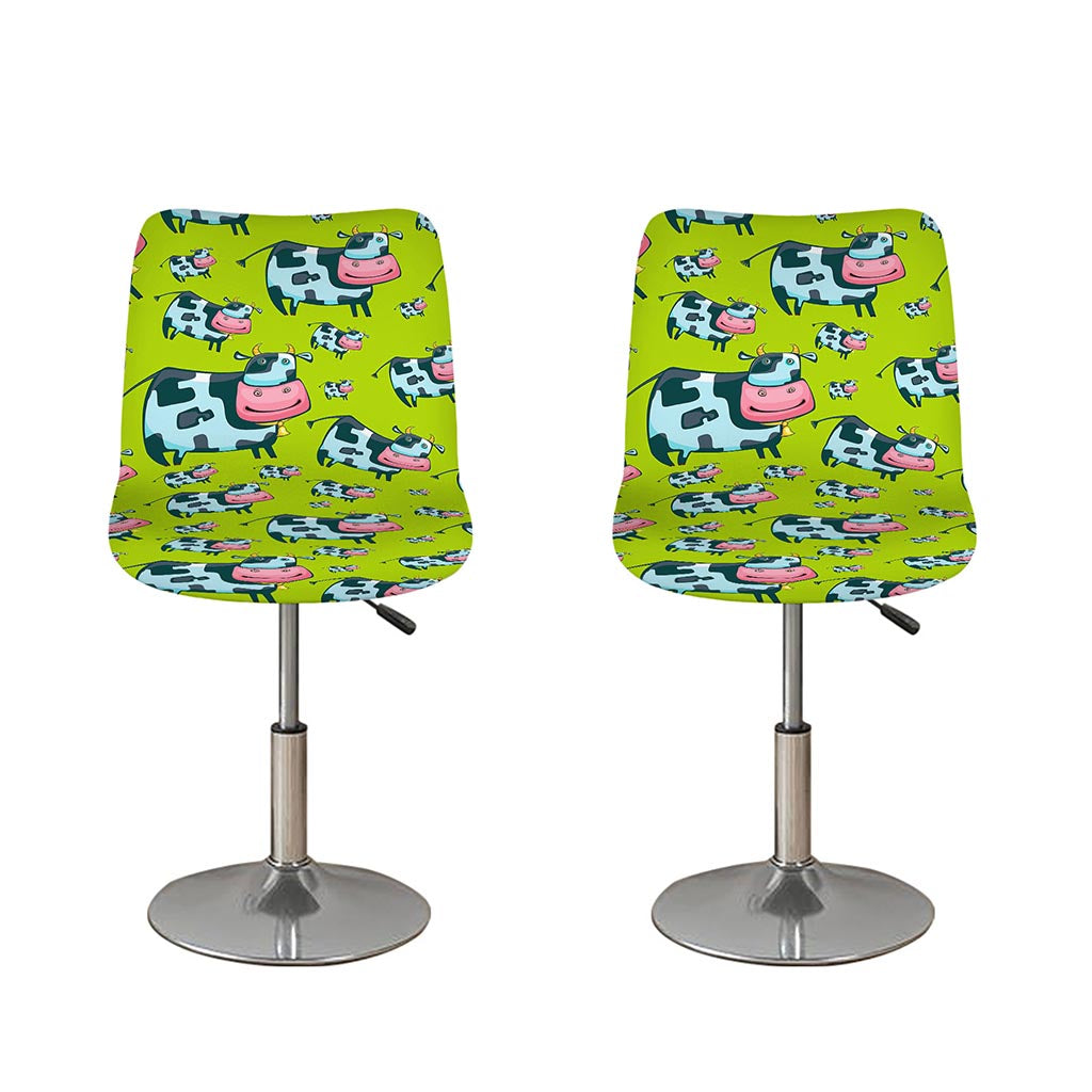 Cartoon Smiley Cow Pattern Print Bar Stool Covers