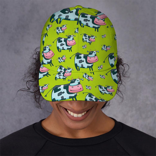 Cartoon Smiley Cow Pattern Print Baseball Cap