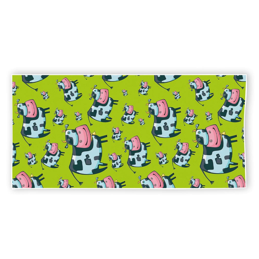 Cartoon Smiley Cow Pattern Print Beach Towel