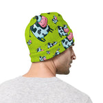 Cartoon Smiley Cow Pattern Print Beanie