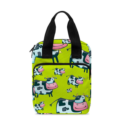 Cartoon Smiley Cow Pattern Print Bible Tote Bag