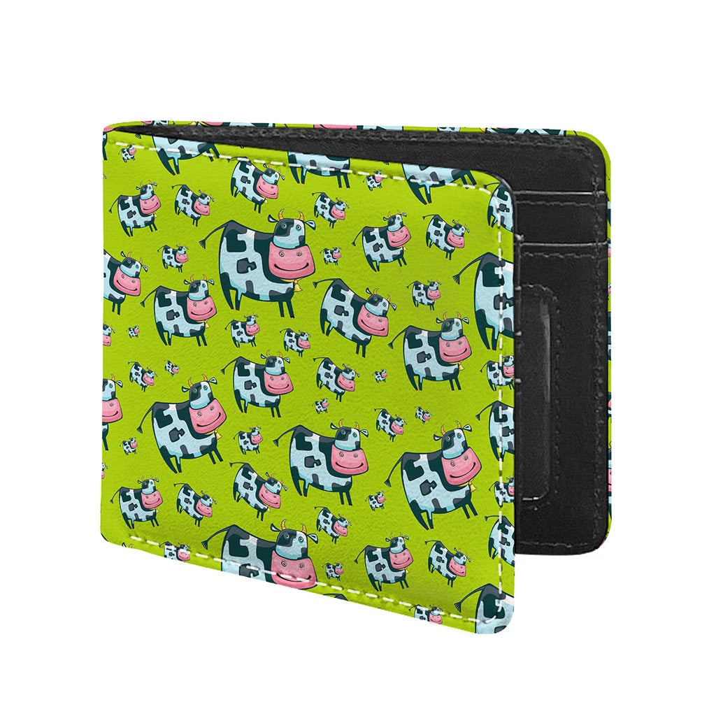 Cartoon Smiley Cow Pattern Print Bifold Wallet