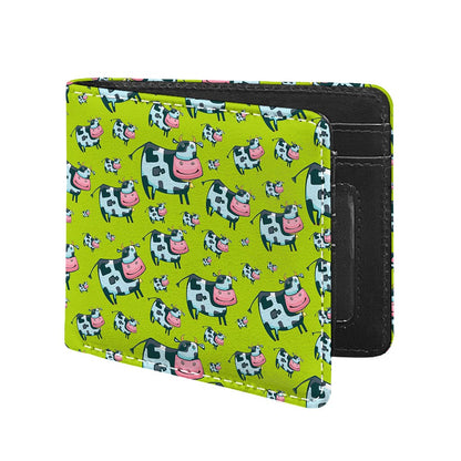 Cartoon Smiley Cow Pattern Print Bifold Wallet