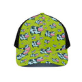 Cartoon Smiley Cow Pattern Print Black Mesh Trucker Hat