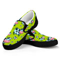 Cartoon Smiley Cow Pattern Print Black Slip On Sneakers