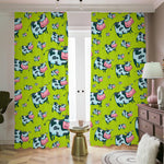 Cartoon Smiley Cow Pattern Print Blackout Pencil Pleat Curtains