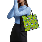 Cartoon Smiley Cow Pattern Print Canvas Tote Bag
