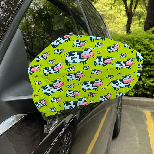 Cartoon Smiley Cow Pattern Print Car Side Mirror Covers