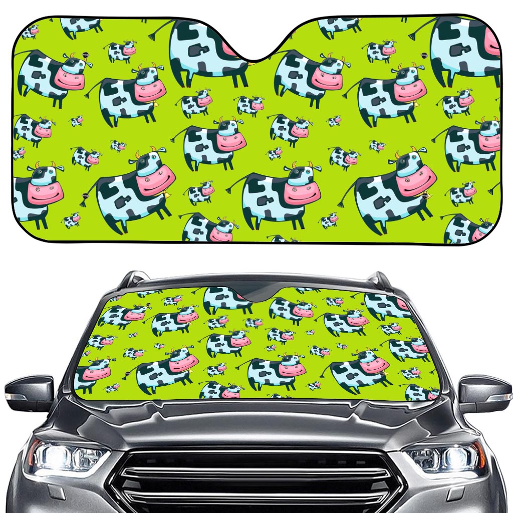 Cartoon Smiley Cow Pattern Print Car Windshield Sun Shade