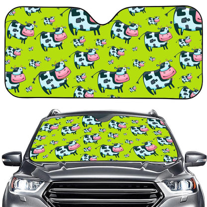 Cartoon Smiley Cow Pattern Print Car Windshield Sun Shade