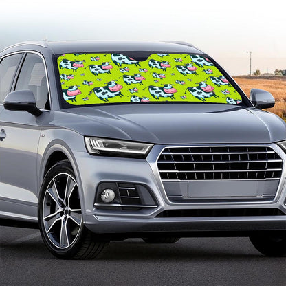 Cartoon Smiley Cow Pattern Print Car Windshield Sun Shade