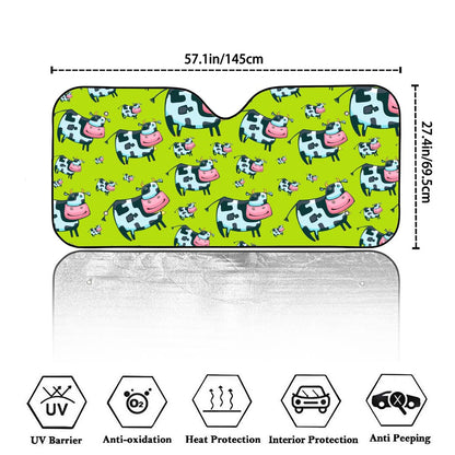 Cartoon Smiley Cow Pattern Print Car Windshield Sun Shade