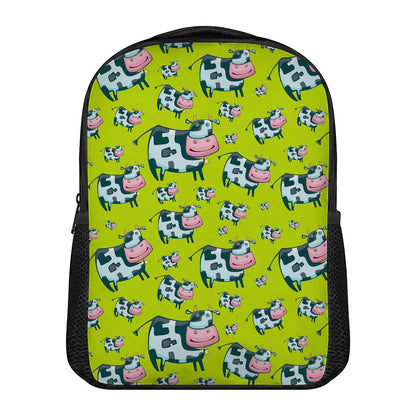 Cartoon Smiley Cow Pattern Print Casual Backpack