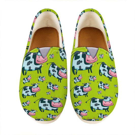 Cartoon Smiley Cow Pattern Print Casual Shoes
