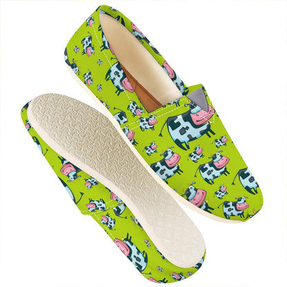 Cartoon Smiley Cow Pattern Print Casual Shoes
