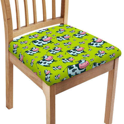 Cartoon Smiley Cow Pattern Print Chair Cushion Cover