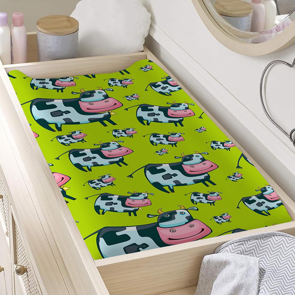 Cartoon Smiley Cow Pattern Print Changing Pad Cover