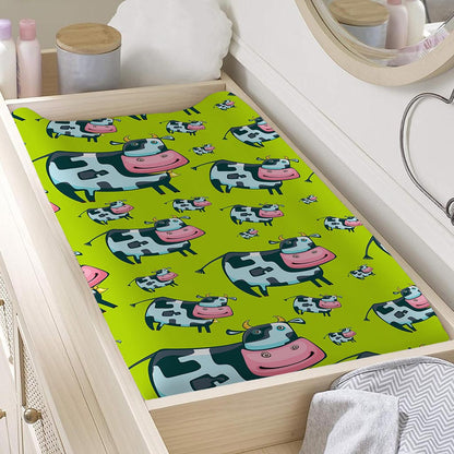 Cartoon Smiley Cow Pattern Print Changing Pad Cover