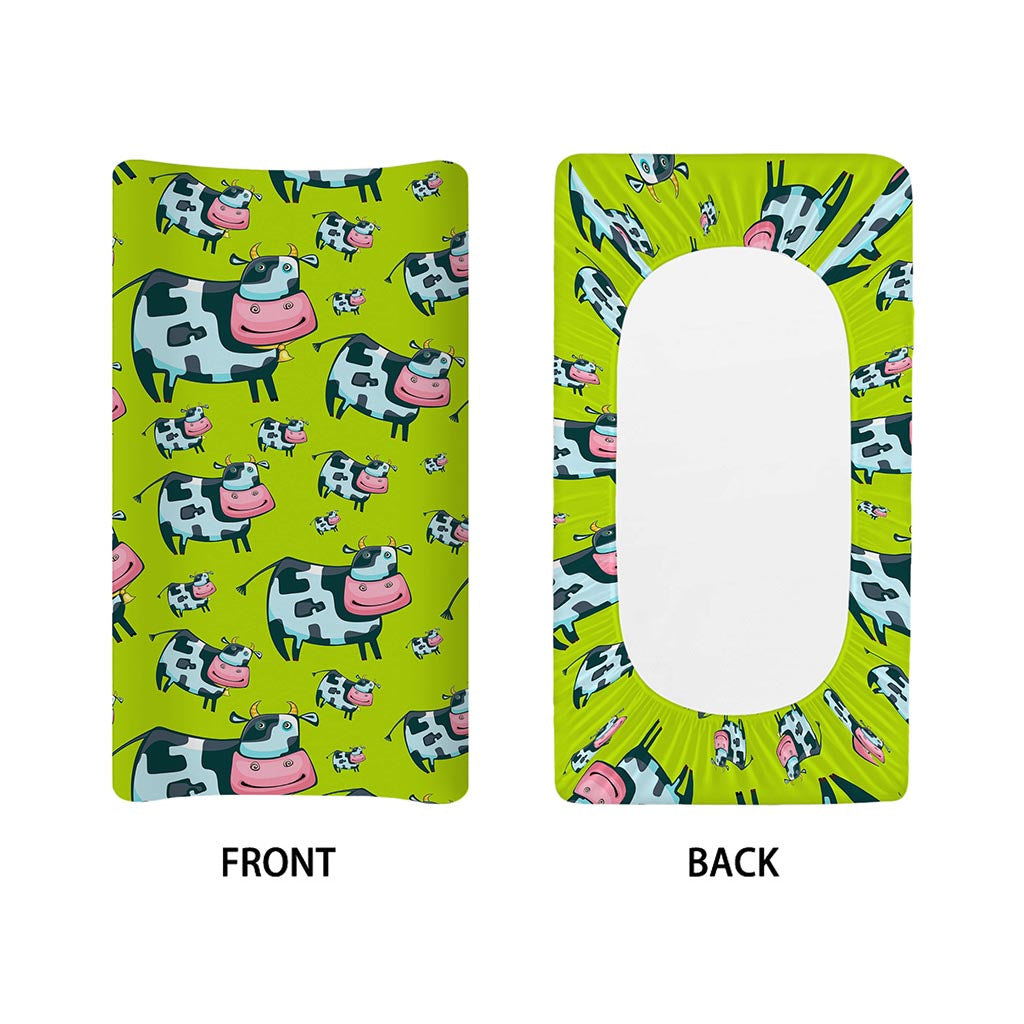 Cartoon Smiley Cow Pattern Print Changing Pad Cover