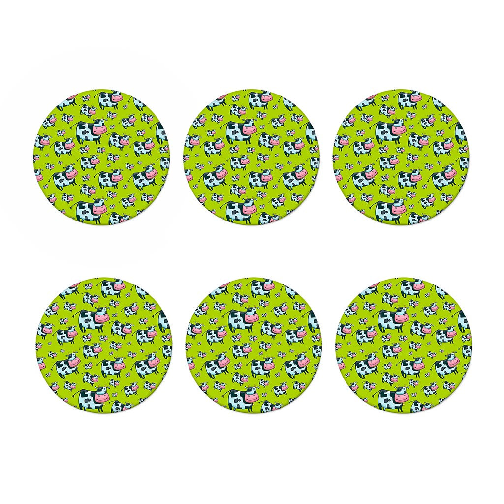 Cartoon Smiley Cow Pattern Print Coaster Set