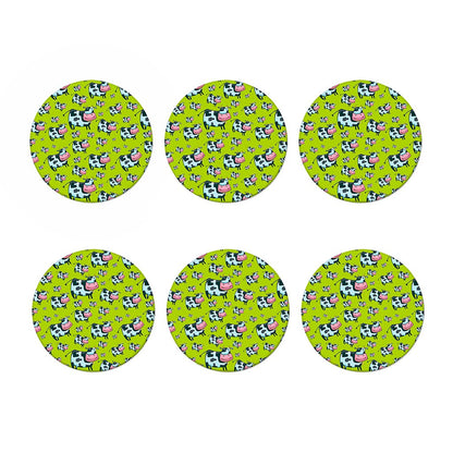 Cartoon Smiley Cow Pattern Print Coaster Set
