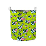 Cartoon Smiley Cow Pattern Print Collapsible Laundry Basket