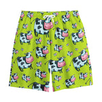 Cartoon Smiley Cow Pattern Print Cotton Shorts