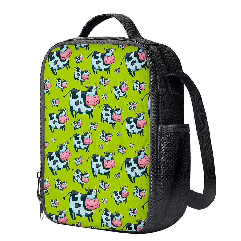 Cartoon Smiley Cow Pattern Print Crossbody Lunch Bag