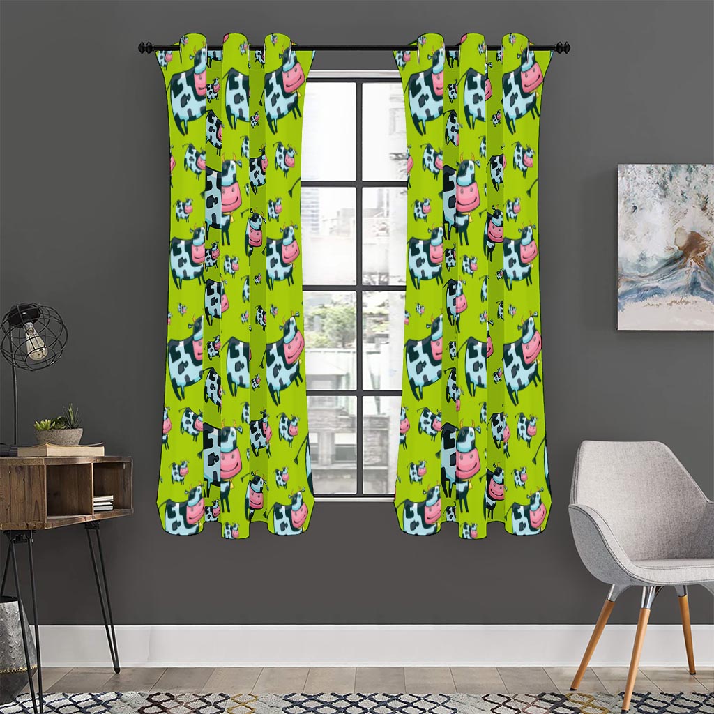 Cartoon Smiley Cow Pattern Print Curtain