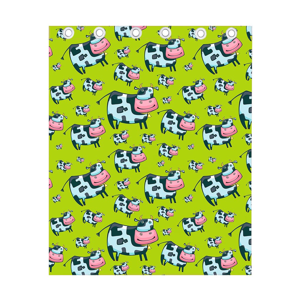 Cartoon Smiley Cow Pattern Print Curtain