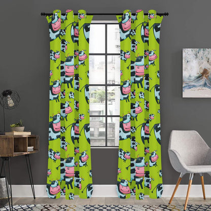 Cartoon Smiley Cow Pattern Print Curtain