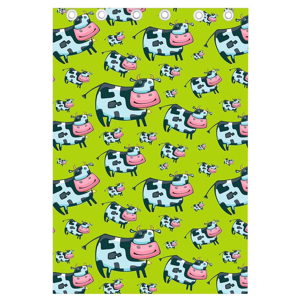 Cartoon Smiley Cow Pattern Print Curtain